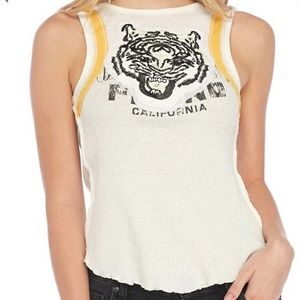 Women's White and Yellow Tiger Graphic Top